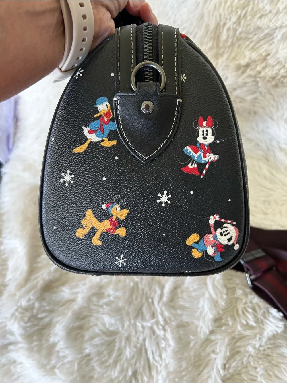 Coach Black Rowan Satchel with Disney Character Print